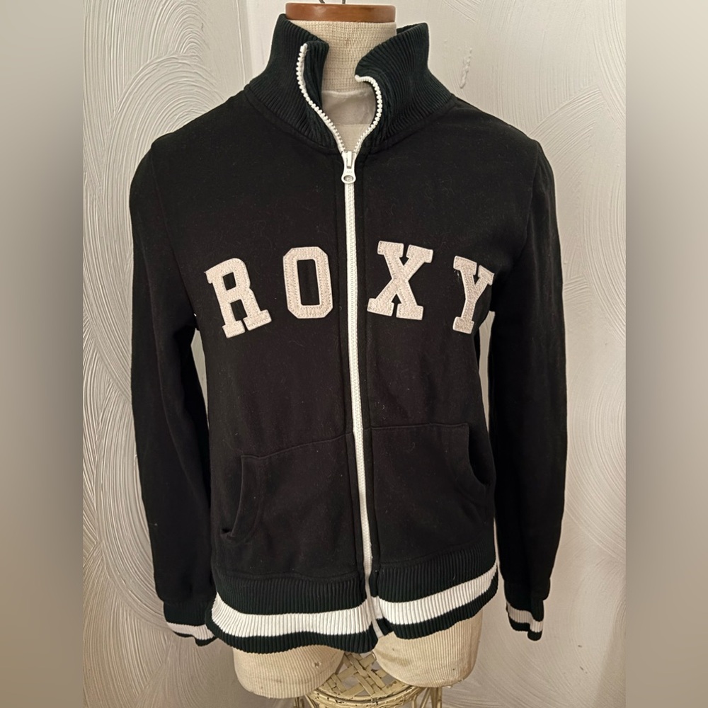 Roxy Black and White Lettered Hoodie